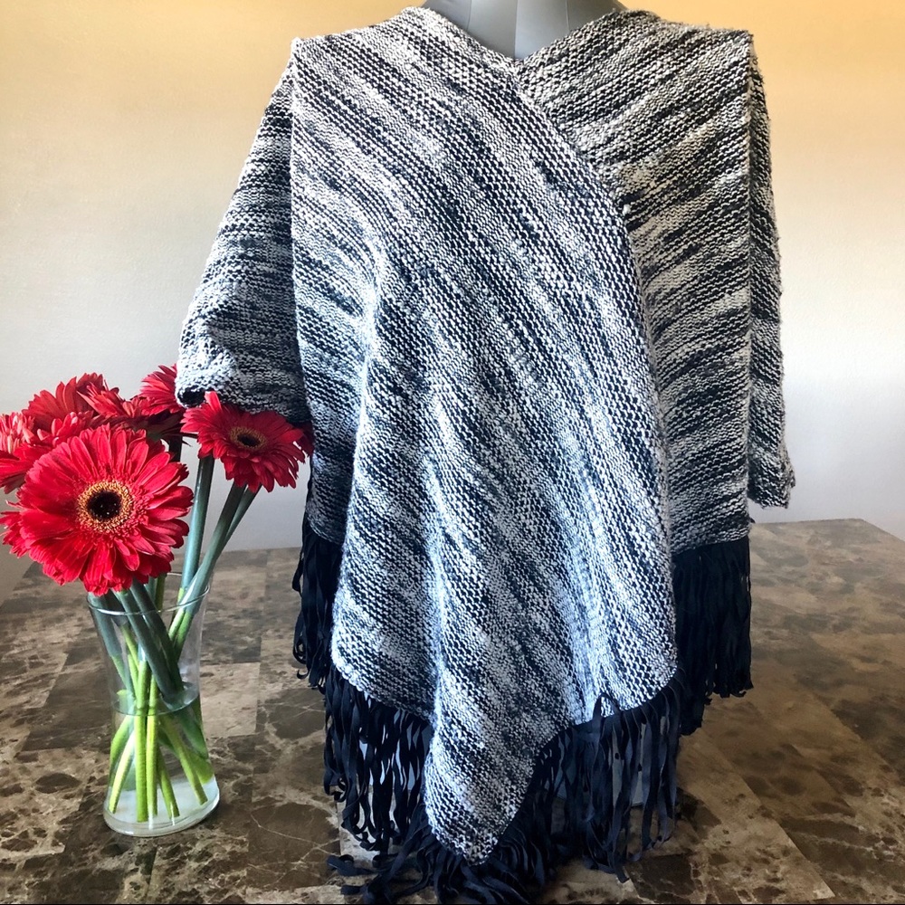 Two by Vince Camuto Faux Suede Knit Poncho